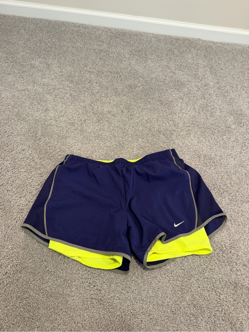 Nike Purple Running Shorts with Neon Yellow Liner